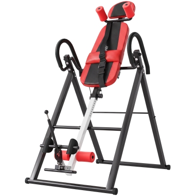 SPORTNOW Tabla de Inversión Plegable con Ángulos 20°/40°/60° y 0-90° 13 Ajustes para 130-190 cm Soporte Lumbar Cinturón