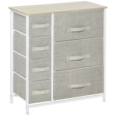 HOMCOM Commode Moderne 7 Tiroirs Tissu Cadre Acier Gris