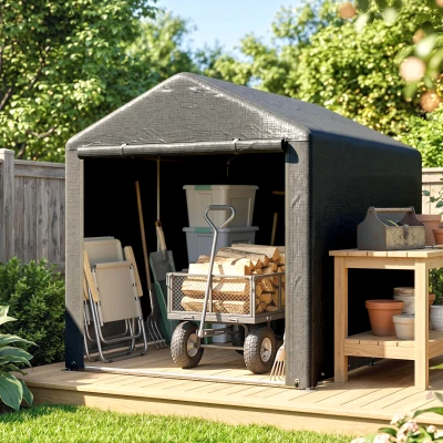 Outsunny Garden Storage Shed Tent 1.6x2.2m with Accessories Dark Grey