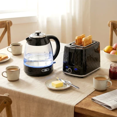 HOMCOM Kettle & Toaster Set 1.7L 3000W Black
