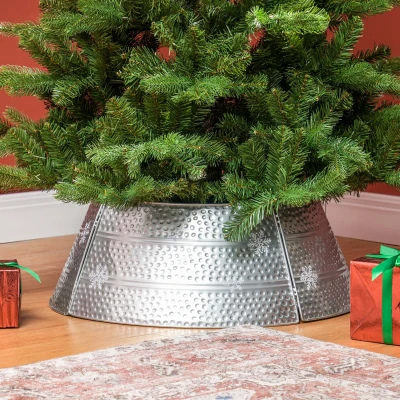 HOMCOM Falda para Árbol de Navidad de Metal Impermeable Decoración para para Fiestas Hogar 66x66x23 cm Plateado