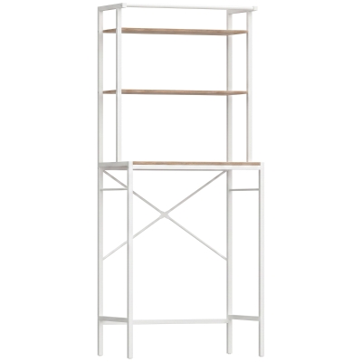 HOMCOM Étagère Machine à Laver 3 Niveaux Marron Blanc