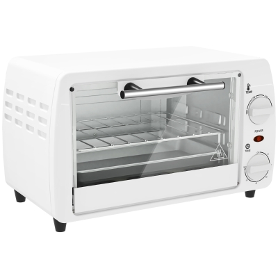 HOMCOM Horno Eléctrico Sobremesa 10L  750W Horno Eléctrico Pequeño Temperatura 230 ℃ y Temporizador 36,5x26x22 cm Blanco