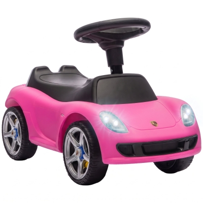 AIYAPLAY Rutschauto Kinder Porsche Rutschfahrzeug mit Hupe Licht Motorgeräuschen, für 18–36 Monate, Rosa