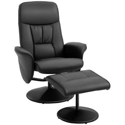HOMCOM Swivel Recliner Chair with Footstool Black