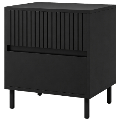 HOMCOM Bedside Cabinet 2 Drawers Steel Legs Black