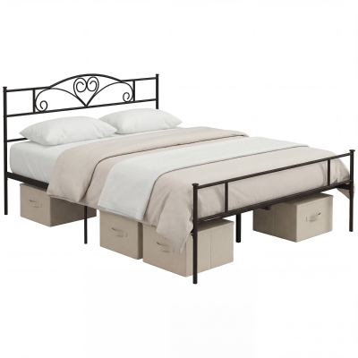 HOMCOM Letto matrimoniale 165cm x 211cm x 106cm Nero