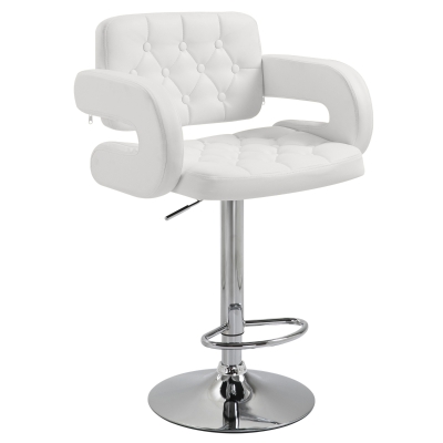 HOMCOM PU Leather Upholstered Swivel Bar Stool, Height Adjustable Barstool with Back, Armrest, Footrest for Kitchen