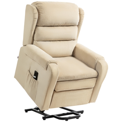 HOMCOM Poltrona Alzapersona Reclinabile a 160° Bianco Crema