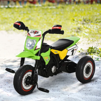HOMCOM Tricycle Moto Cross Musical Vert avec Coffre