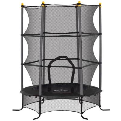 HOMCOM Trampolino Elastico Bambini 3-10 Anni Ø1.6m con Rete Nero