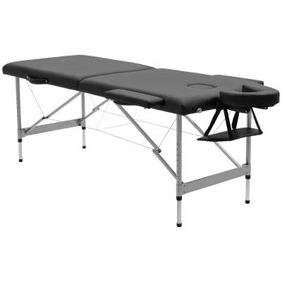 HOMCOM Camilla de Masaje Plegable con Altura Ajustable en 7 Posiciones Reposacabezas y Apoyabrazos 185x70x58-82 cm Negro