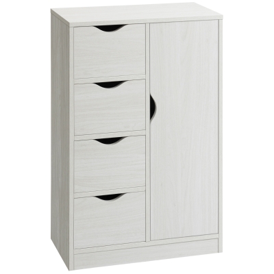 HOMCOM Mobile Bagno con 4 Cassetti, Armadietto a 2 Livelli e Maniglie Ritagliate, in Legno, 54x29x83 cm, Bianco