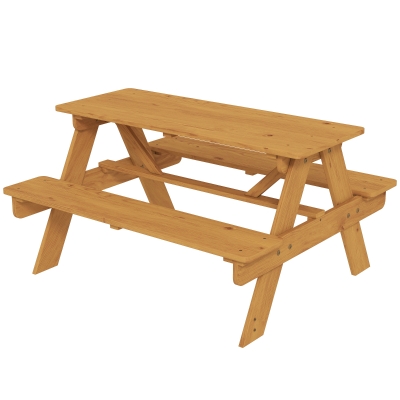 AIYAPLAY Kids Wooden Picnic Table & Bench Set Natural Wood