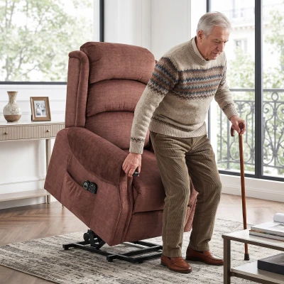 HOMCOM Power Lift Recliner Massage Heat Wood Grip Brown