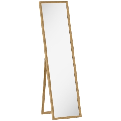 HOMCOM Miroir sur Pied 147 cm Bois Naturel Rectangulaire