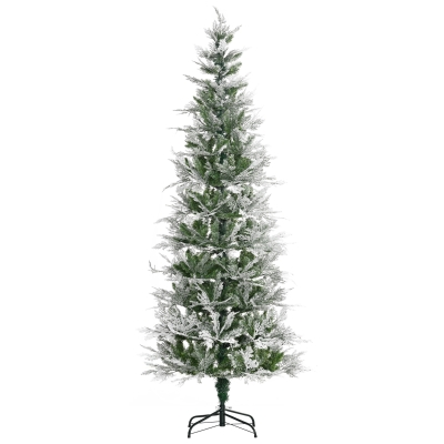HOMCOM 7ft Flocked Christmas Tree Auto Open Green