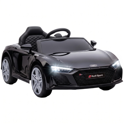 AIYAPLAY Carro Elétrico para Crianças Audi R8 Spyder 12V com Comando à Distância 2,4 GHz, 2 Motores, Arranque Suave e Suspensão Traseira, Preto