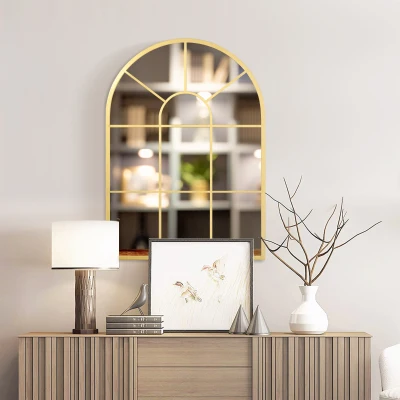 HOMCOM Specchio a Muro 70x50 cm Moderno ad Arco Oro