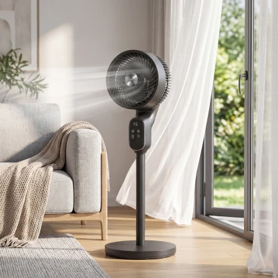 HOMCOM Silent Pedestal Fan 39" 8-Speed Remote Adjustable Black