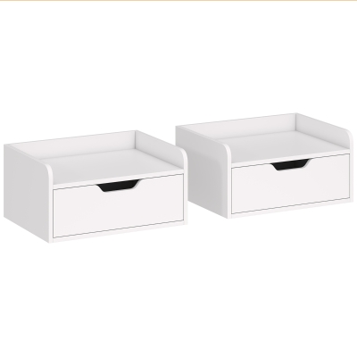 HOMCOM Wall-Mounted Bedside Tables with Drawer White