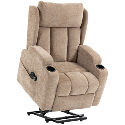HOMCOM Power Lift Recliner Chair with Vibration Massage and Heat, Chenille Riser and Recliner Armchair for Elderly, Brown