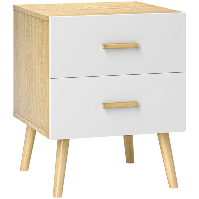 HOMCOM Comodino con 2 Cassetti in Legno 40x40x50cm, Rovere