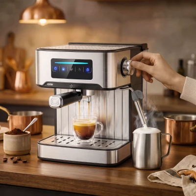 HOMCOM Espresso Machine 20-Bar Frother 1.6L LED Touch Black