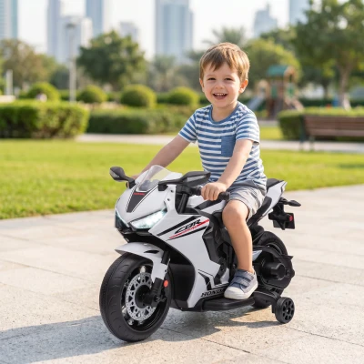 HOMCOM Moto Elettrica per Bambini HONDA 6V Velocità 3km/h Bianco