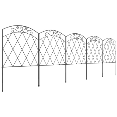 Outsunny Metal Garden Fence Diamond Swirl Pattern 3m