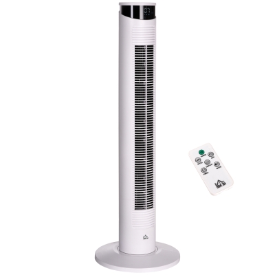 HOMCOM Ventilateur Colonne Télécommande LED Blanc Ø31,5x93cm