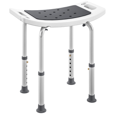 HOMCOM Aluminium Shower Stool Height Adjustable Grey