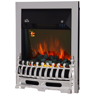 HOMCOM Electric Fireplace Inset Heater 1000W/2000W Glass View