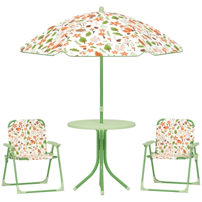 AIYAPLAY Salon Jardin Enfant 4 Pièces avec Parasol Réglable