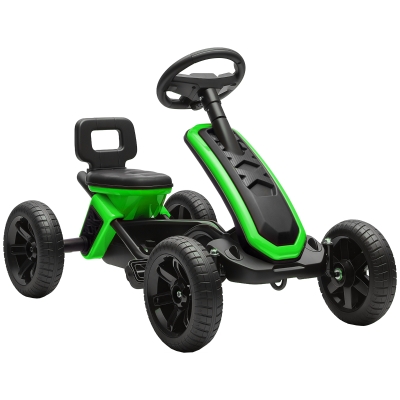 AIYAPLAY Kart Pedais Kart com Rodas Antiderrapantes de EVA Estrutura Metálica Carga 30 kg para Crianças de 2-5 Anos 85,5x49x57 cm Verde