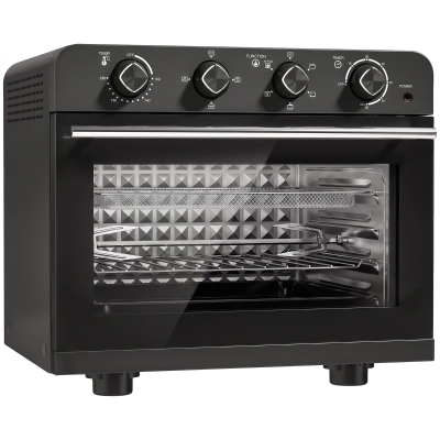 HOMCOM Heißluftfritteusen-Backofen mit Umluft und Drehspieß-Set, Temperaturregler, Timer, 1800 W