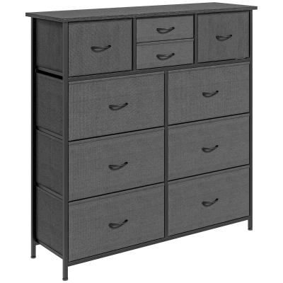 HOMCOM 10 Drawer Chest of Drawers Steel Frame Black