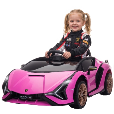 HOMCOM Lamborghini Sian 12V Kids Ride On Car Pink