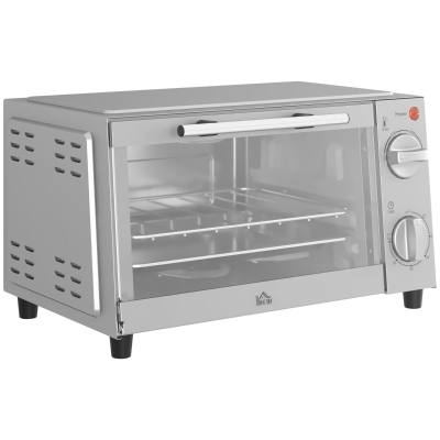 HOMCOM Mini Oven 9L Countertop Electric Grill 750W Silver