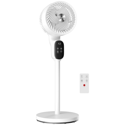 HOMCOM Silent Pedestal Fan 39" 8-Speed Remote Adjustable White