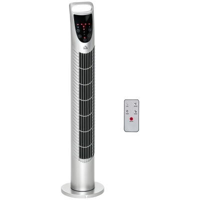 HOMCOM 31" Oscillating Tower Fan Remote Silver 3 Speed
