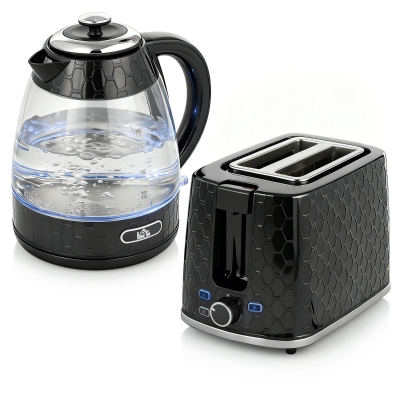 HOMCOM Kettle & Toaster Set 1.7L 3000W Black