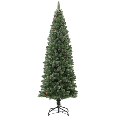 HOMCOM Sapin Artificiel 180cm Slim Vert avec Support Acier