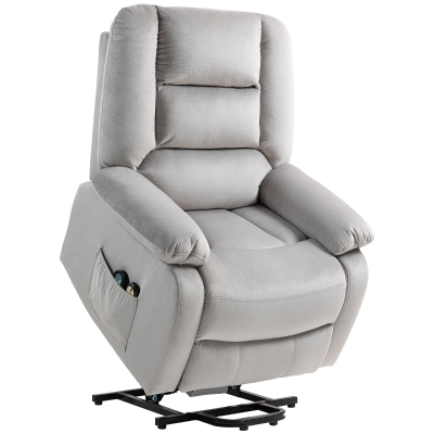 HOMCOM Aufstehsessel mit Massagefunktion, 90x93x110cm, Hellgrau