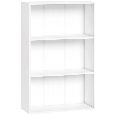 HOMCOM Bibliothèque 3 Compartiments Étagère Réglable Blanc 60x93cm