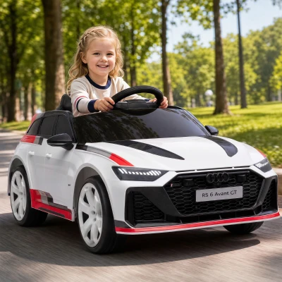 AIYAPLAY Carro Elétrico para Crianças Audi RS 6 Avant GT 12V com Comando à Distância 2,4 G, Motor Duplo, Arranque Suave e Suspensão