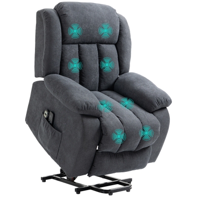 HOMCOM Oversized Recliner Chair Vibration Massage Dark Grey