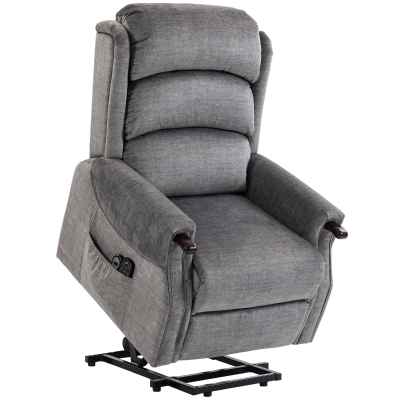 HOMCOM Power Lift Recliner Massage Heat Wood Grip Light Grey