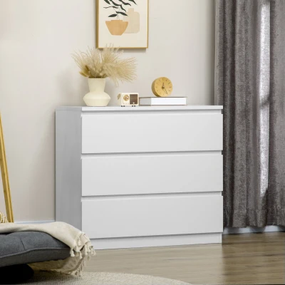HOMCOM Commode 3 Tiroirs Rangement Chambre 80x39x73 cm