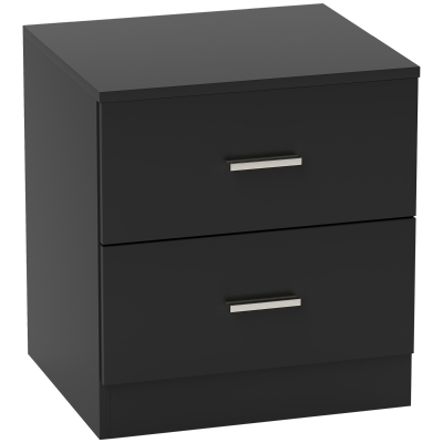 HOMCOM Bedside Cabinet 2-Drawer Black